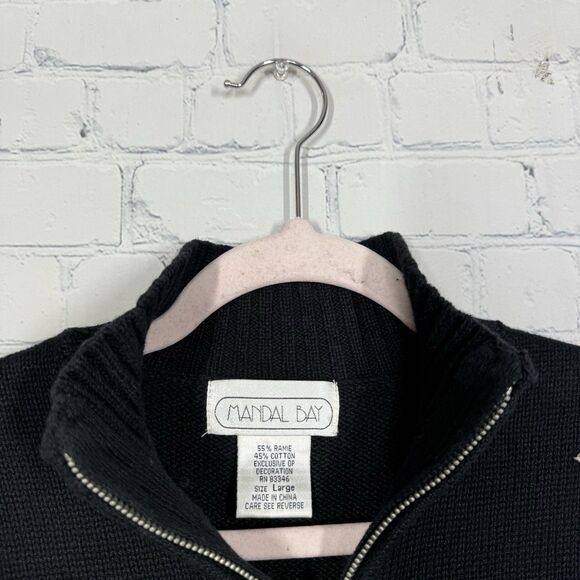 Mandal Bay Ugly Sweater Women Large Santa Clause Christmas Holiday 1/4 Zip - Picture 6 of 11